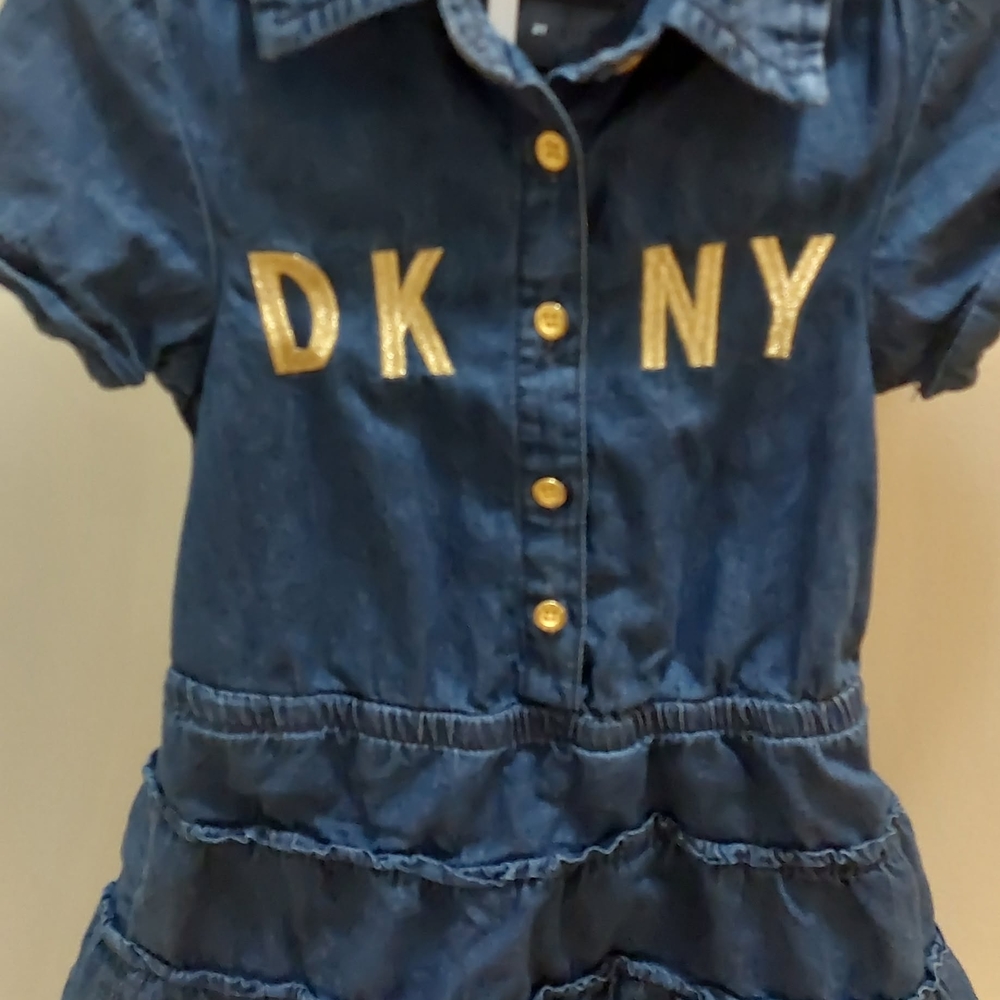 DKNY Denim Dress with Gold Accents